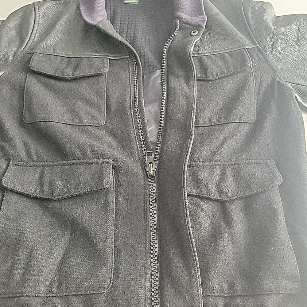 Nike Destroyer Bomber Jacket Mens S Blacked Out  Leather & Wool 485059-010 - Picture 5 of 12